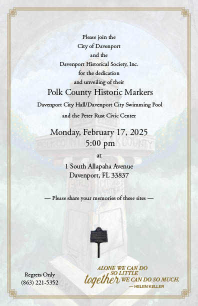 Davenport Historical Society Marker Invite